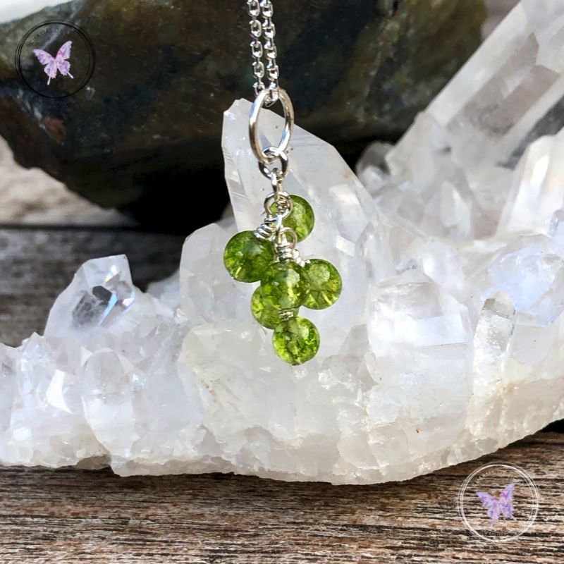 Peridot Cluster August Birthstone Necklace